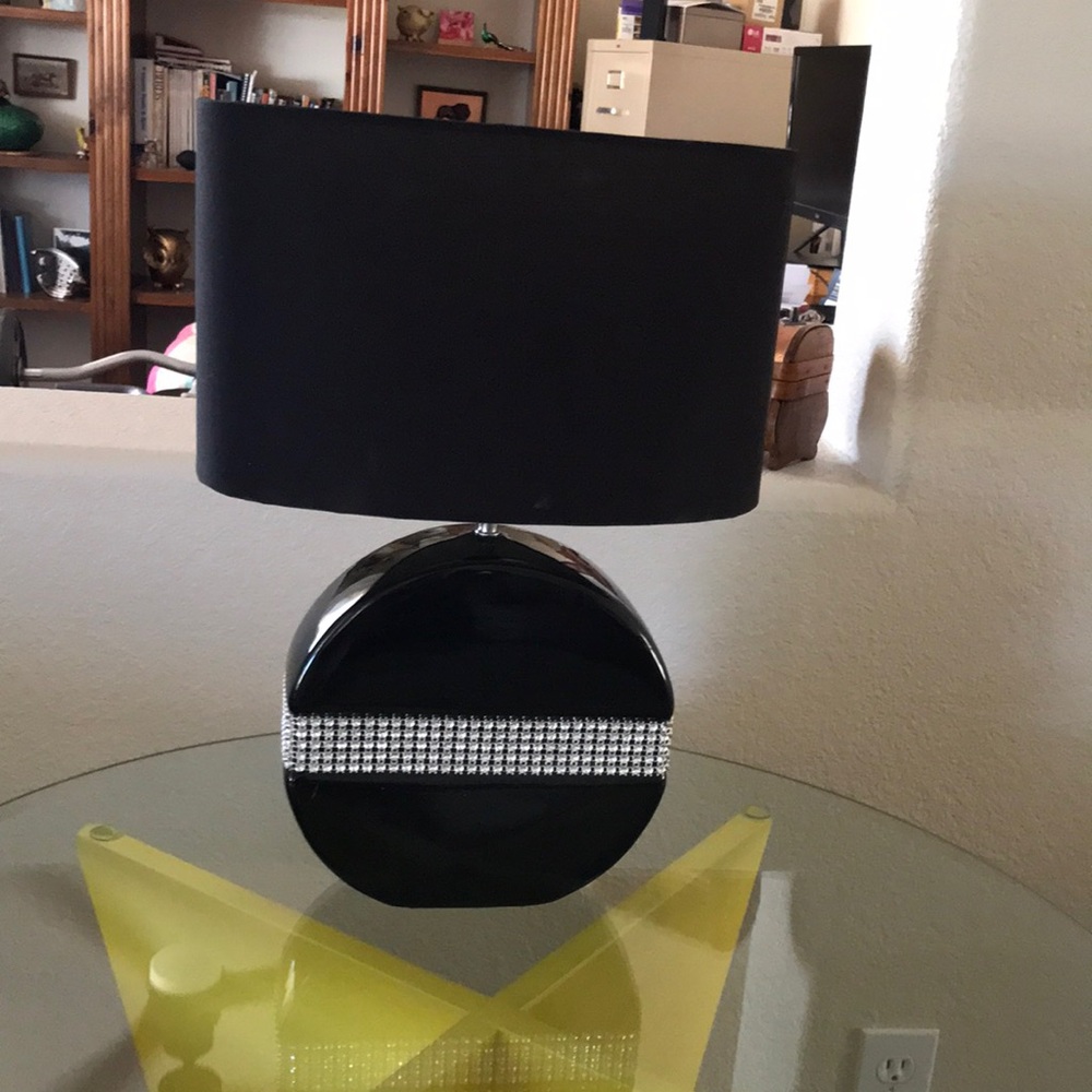 Black Decorative Table Lamp with Rhinestone Accent
